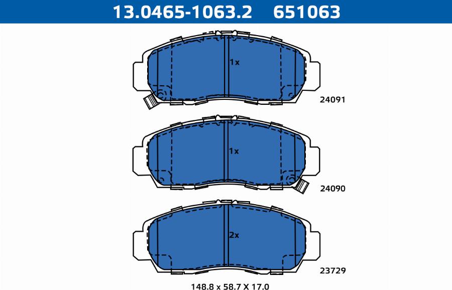 ATE-APAC 13.0465-1063.2 - Kit de plaquettes de frein, frein à disque cwaw.fr