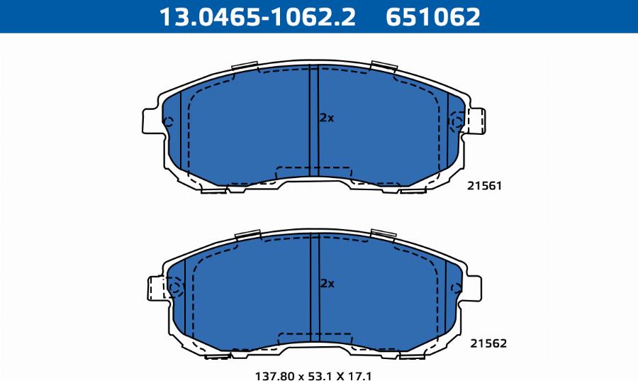 ATE-APAC 13.0465-1062.2 - Kit de plaquettes de frein, frein à disque cwaw.fr