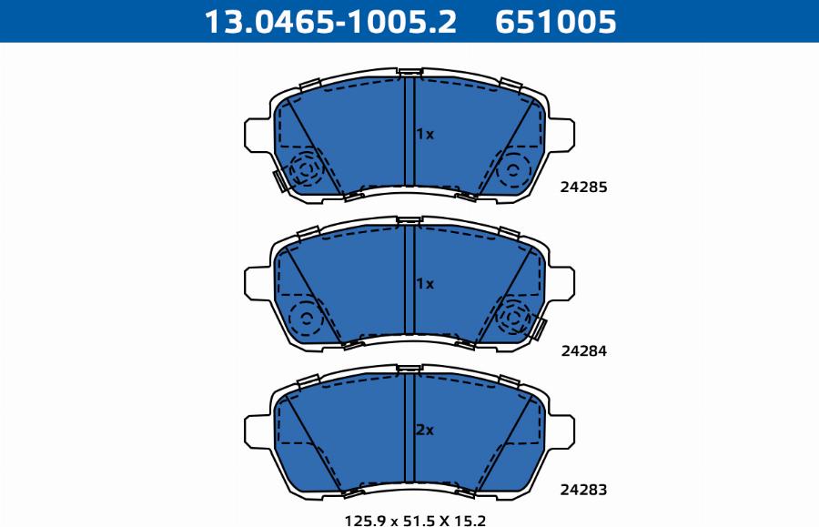 ATE-APAC 13.0465-1005.2 - Kit de plaquettes de frein, frein à disque cwaw.fr