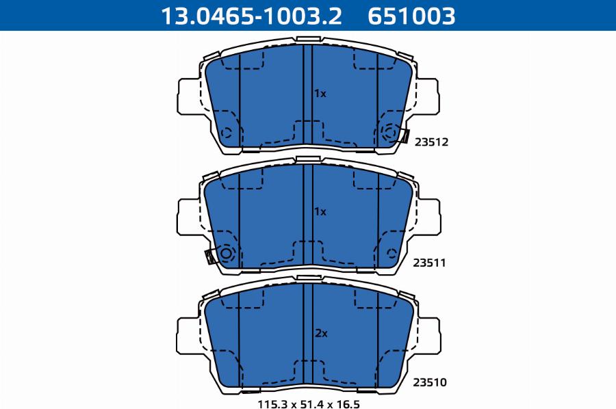 ATE-APAC 13.0465-1003.2 - Kit de plaquettes de frein, frein à disque cwaw.fr