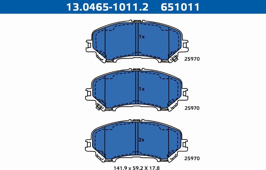 ATE-APAC 13.0465-1011.2 - Kit de plaquettes de frein, frein à disque cwaw.fr