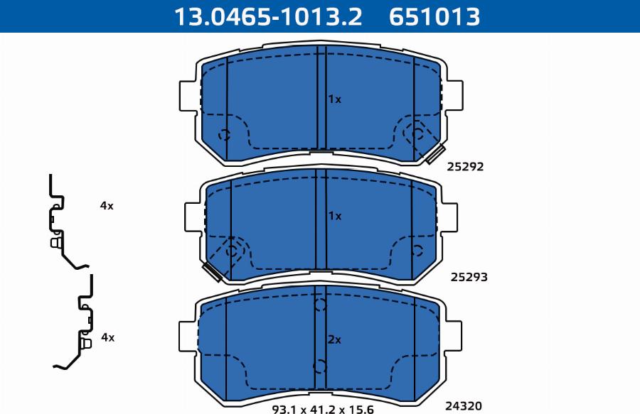 ATE-APAC 13.0465-1013.2 - Kit de plaquettes de frein, frein à disque cwaw.fr