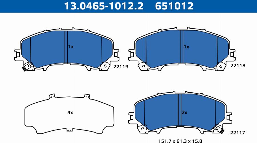 ATE-APAC 13.0465-1012.2 - Kit de plaquettes de frein, frein à disque cwaw.fr