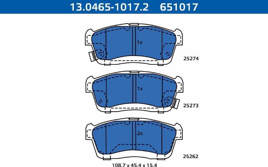 ATE-APAC 13.0465-1017.2 - Kit de plaquettes de frein, frein à disque cwaw.fr