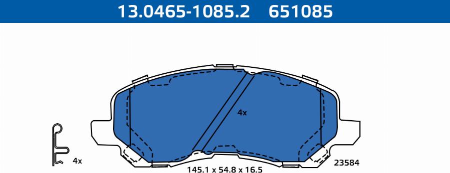 ATE-APAC 13.0465-1085.2 - Kit de plaquettes de frein, frein à disque cwaw.fr