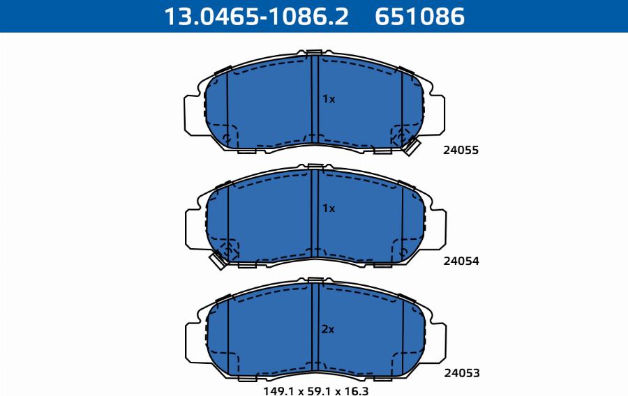 ATE-APAC 13.0465-1086.2 - Kit de plaquettes de frein, frein à disque cwaw.fr