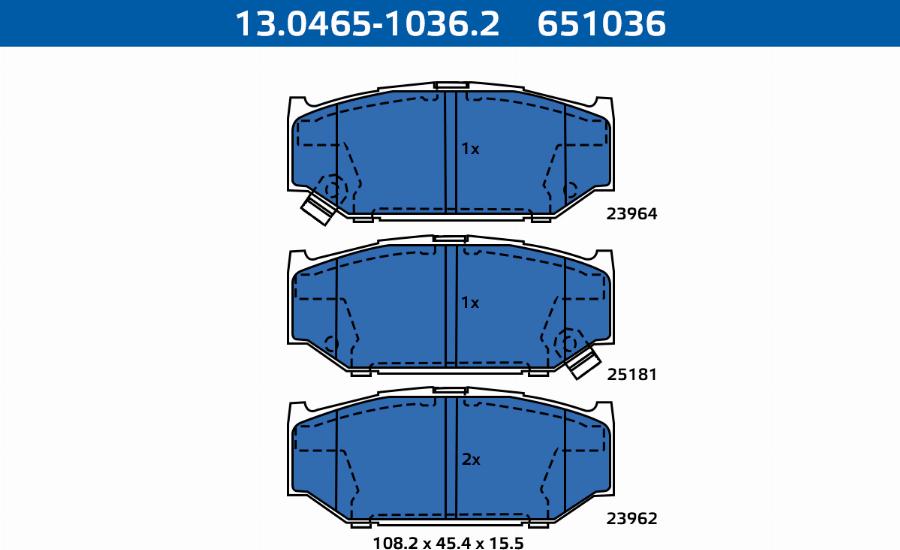 ATE-APAC 13.0465-1036.2 - Kit de plaquettes de frein, frein à disque cwaw.fr