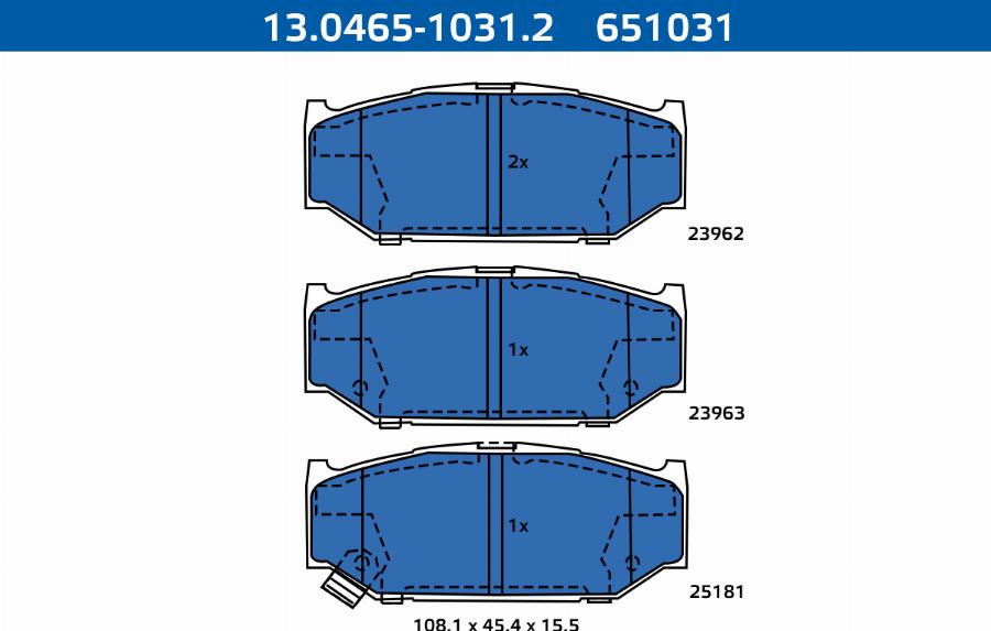 ATE-APAC 13.0465-1031.2 - Kit de plaquettes de frein, frein à disque cwaw.fr