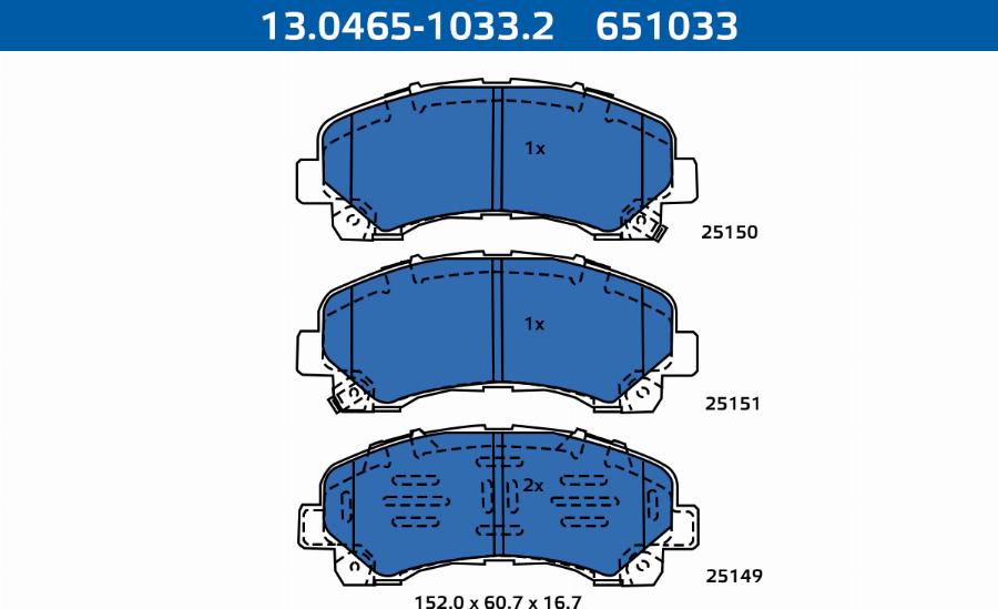 ATE-APAC 13.0465-1033.2 - Kit de plaquettes de frein, frein à disque cwaw.fr