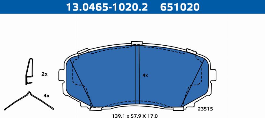 ATE-APAC 13.0465-1020.2 - Kit de plaquettes de frein, frein à disque cwaw.fr