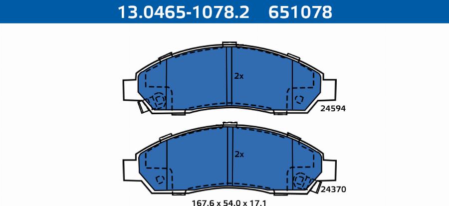 ATE-APAC 13.0465-1078.2 - Kit de plaquettes de frein, frein à disque cwaw.fr