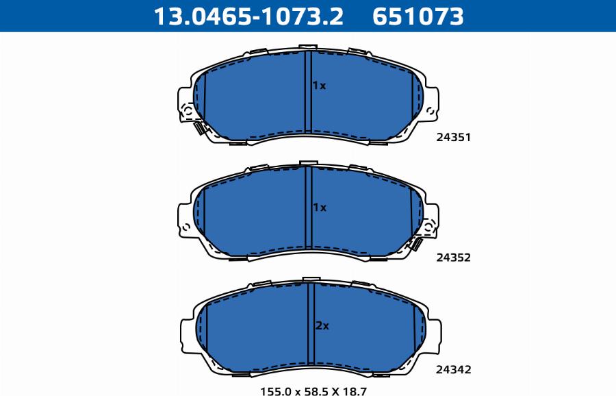 ATE-APAC 13.0465-1073.2 - Kit de plaquettes de frein, frein à disque cwaw.fr