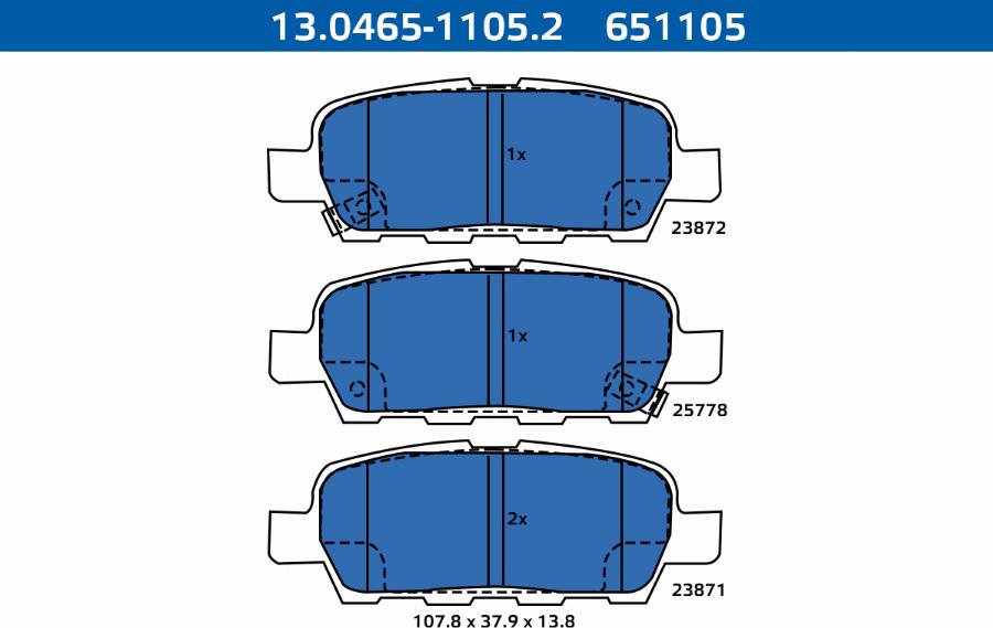 ATE-APAC 13.0465-1105.2 - Kit de plaquettes de frein, frein à disque cwaw.fr