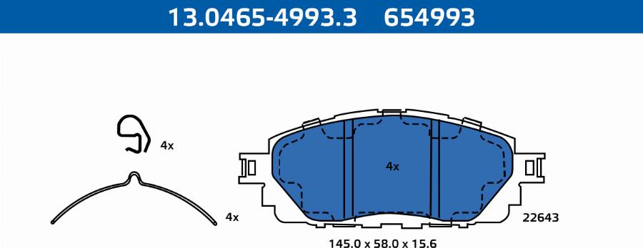 ATE-APAC 13.0465-1293.2 - Kit de plaquettes de frein, frein à disque cwaw.fr