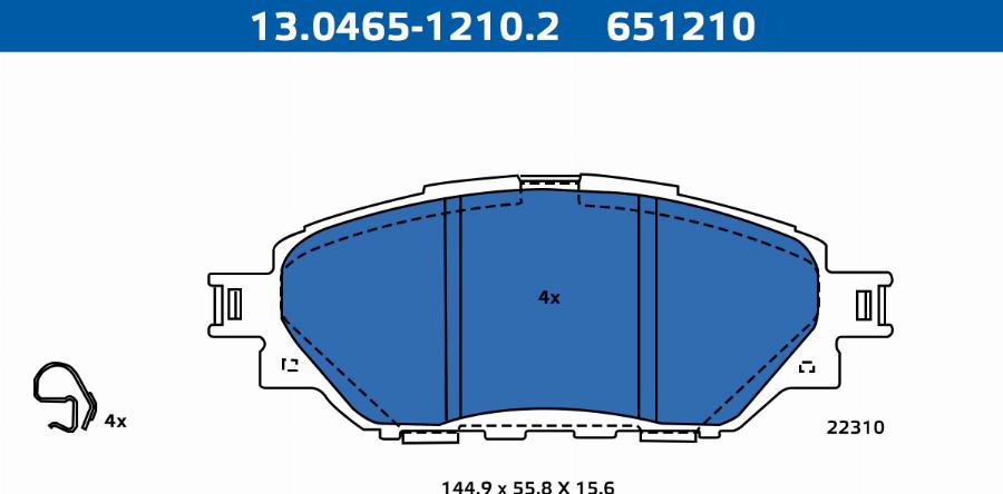 ATE-APAC 13.0465-1210.2 - Kit de plaquettes de frein, frein à disque cwaw.fr