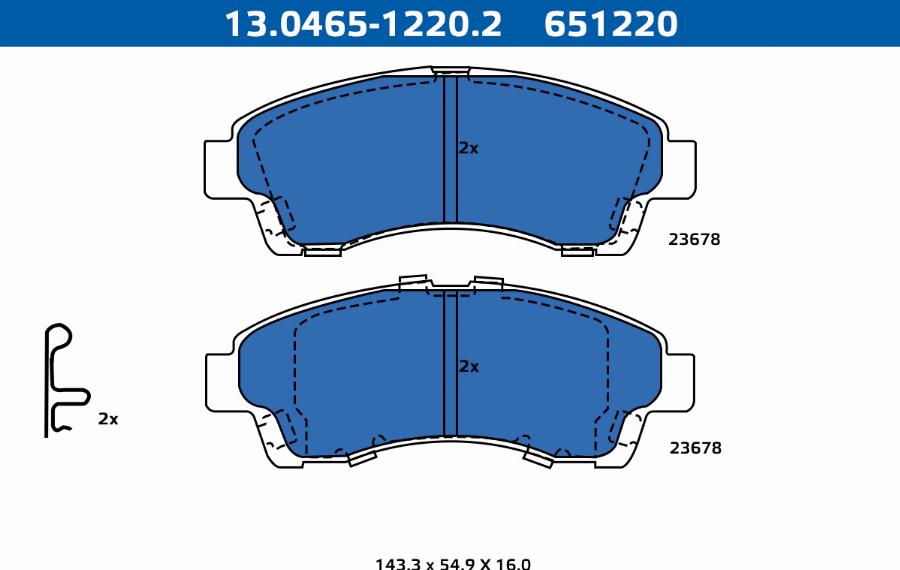 ATE-APAC 13.0465-1220.2 - Kit de plaquettes de frein, frein à disque cwaw.fr