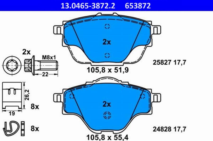 ATE-APAC 13.0465-3872.2 - Kit de plaquettes de frein, frein à disque cwaw.fr