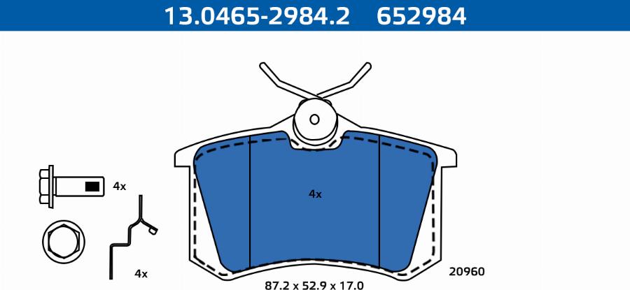 ATE-APAC 13.0465-2984.2 - Kit de plaquettes de frein, frein à disque cwaw.fr