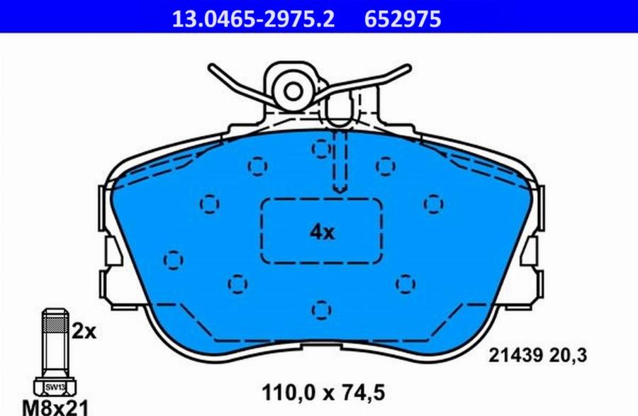 ATE-APAC 13.0465-2975.2 - Kit de plaquettes de frein, frein à disque cwaw.fr