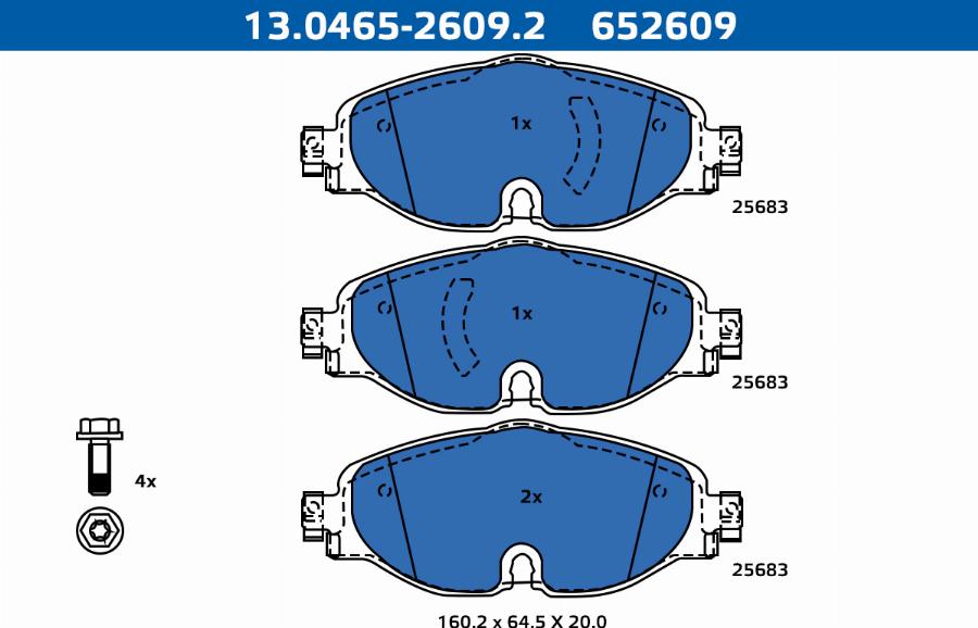 ATE-APAC 13.0465-2609.2 - Kit de plaquettes de frein, frein à disque cwaw.fr