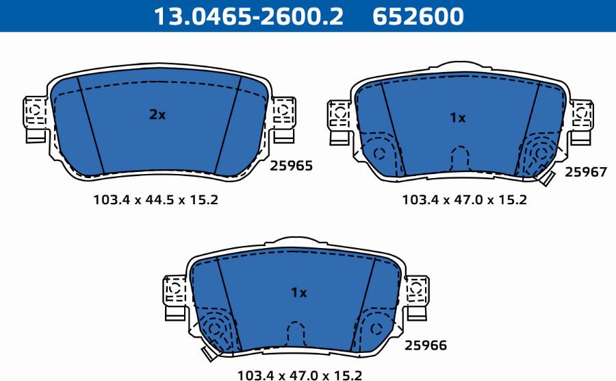 ATE-APAC 13.0465-2600.2 - Kit de plaquettes de frein, frein à disque cwaw.fr