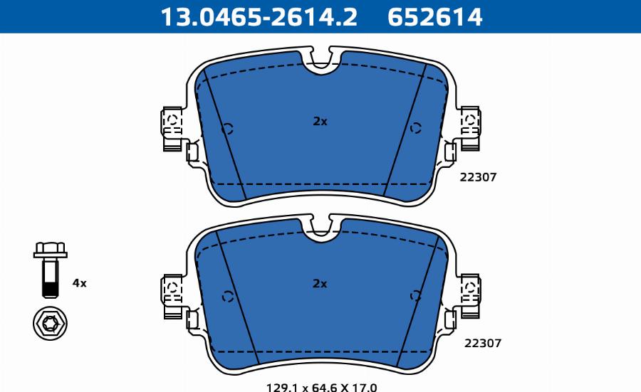 ATE-APAC 13.0465-2614.2 - Kit de plaquettes de frein, frein à disque cwaw.fr