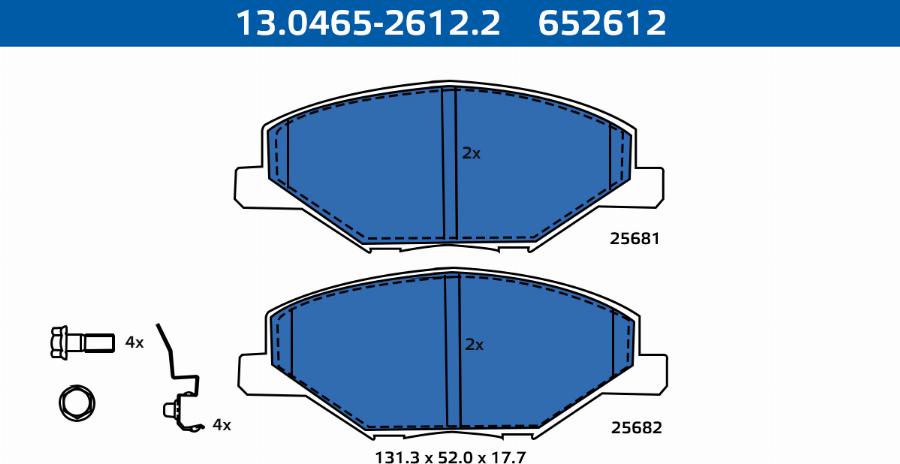 ATE-APAC 13.0465-2612.2 - Kit de plaquettes de frein, frein à disque cwaw.fr