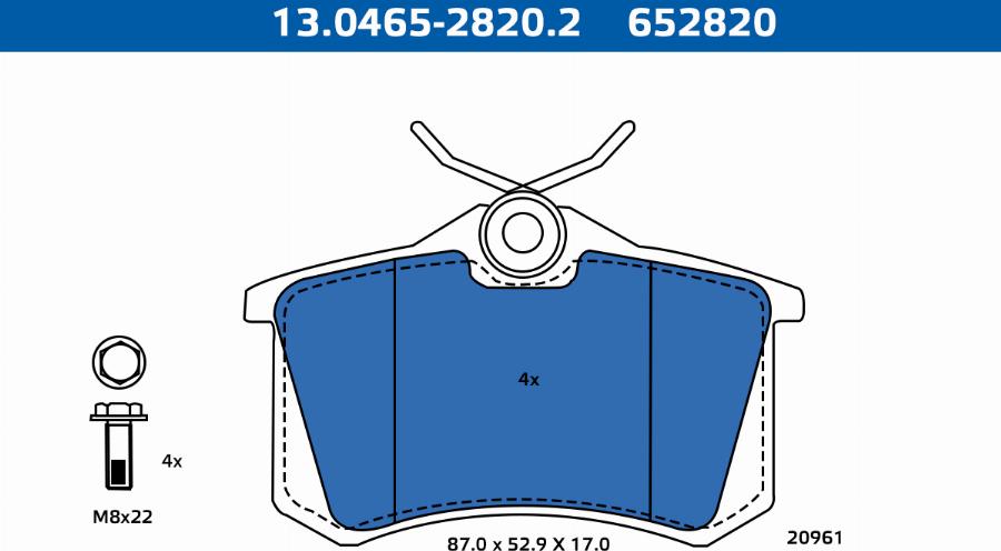 ATE-APAC 13.0465-2820.2 - Kit de plaquettes de frein, frein à disque cwaw.fr