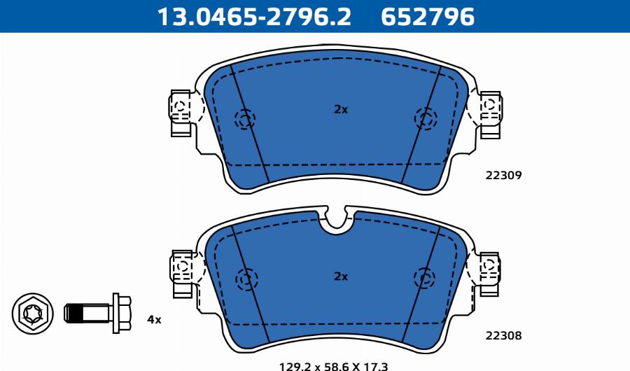 ATE-APAC 13.0465-2796.2 - Kit de plaquettes de frein, frein à disque cwaw.fr