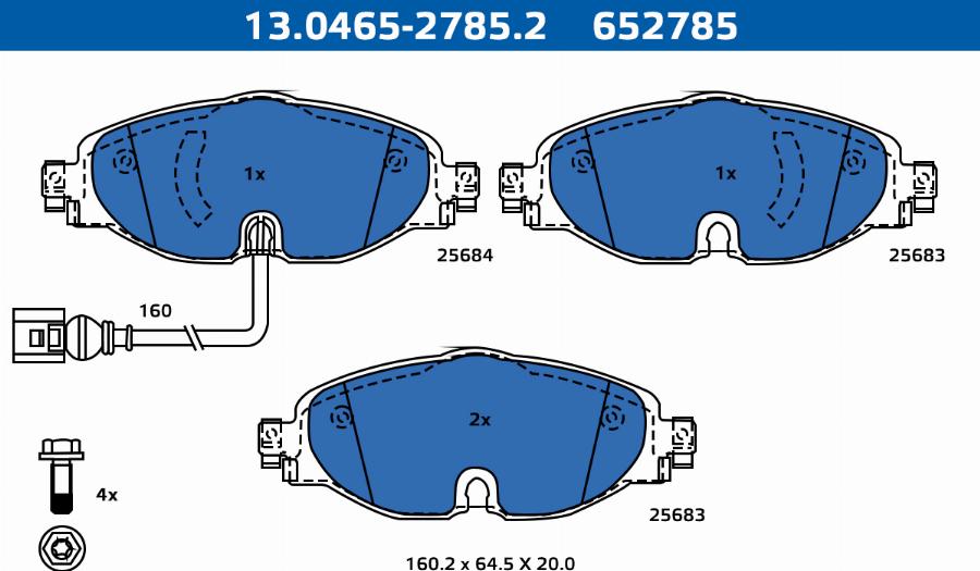 ATE-APAC 13.0465-2785.2 - Kit de plaquettes de frein, frein à disque cwaw.fr