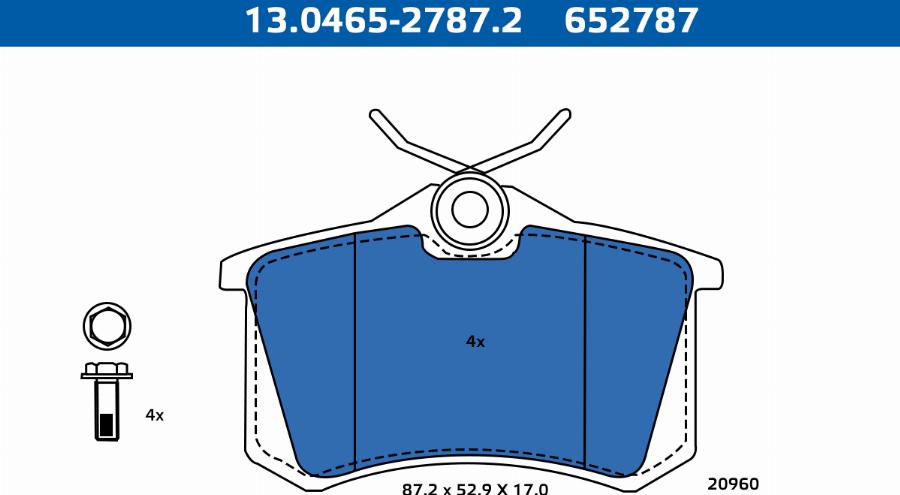 ATE-APAC 13.0465-2787.2 - Kit de plaquettes de frein, frein à disque cwaw.fr