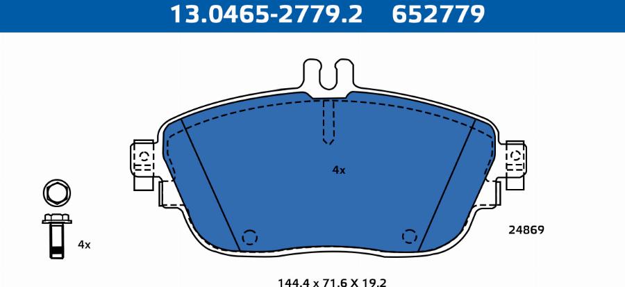 ATE-APAC 13.0465-2779.2 - Kit de plaquettes de frein, frein à disque cwaw.fr