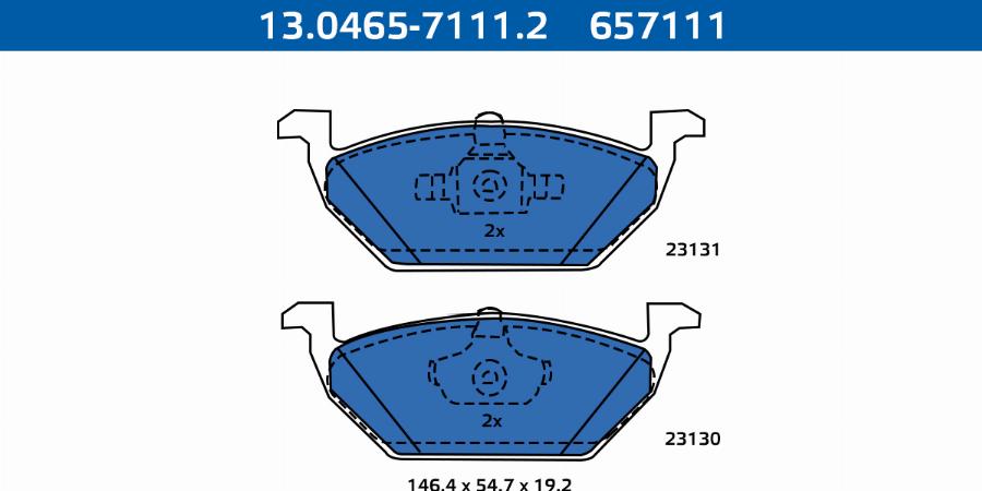 ATE-APAC 13.0465-7111.2 - Kit de plaquettes de frein, frein à disque cwaw.fr