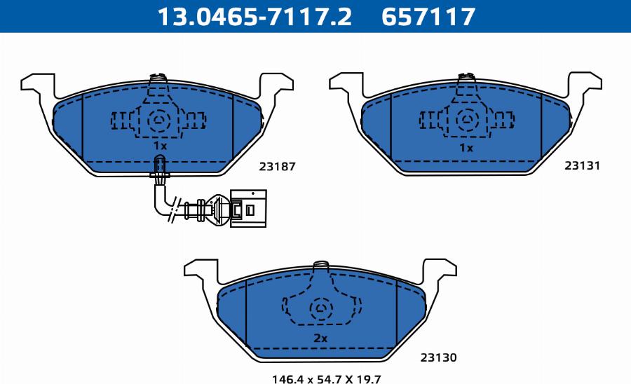 ATE-APAC 13.0465-7117.2 - Kit de plaquettes de frein, frein à disque cwaw.fr