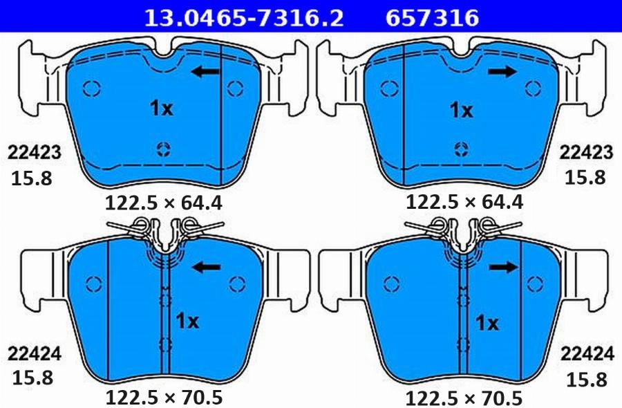 ATE-APAC 13.0465-7316.2 - Kit de plaquettes de frein, frein à disque cwaw.fr