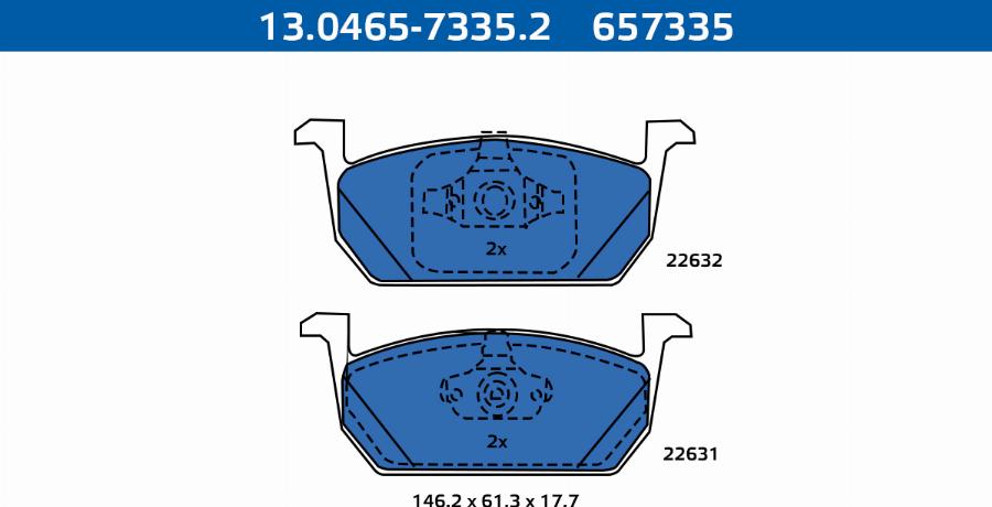 ATE-APAC 13.0465-7335.2 - Kit de plaquettes de frein, frein à disque cwaw.fr