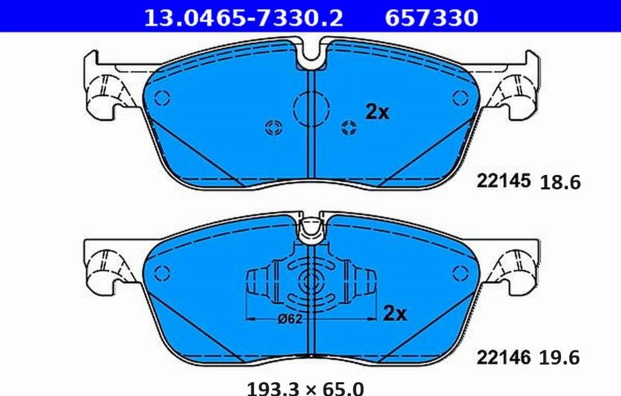 ATE-APAC 13.0465-7330.2 - Kit de plaquettes de frein, frein à disque cwaw.fr