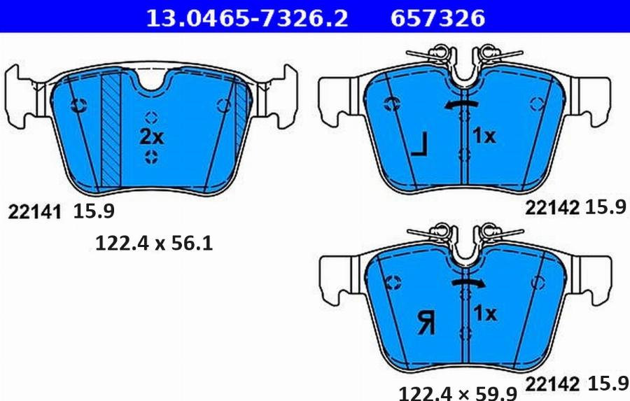 ATE-APAC 13.0465-7326.2 - Kit de plaquettes de frein, frein à disque cwaw.fr