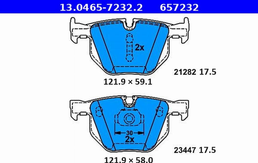 ATE-APAC 13.0465-7232.2 - Kit de plaquettes de frein, frein à disque cwaw.fr