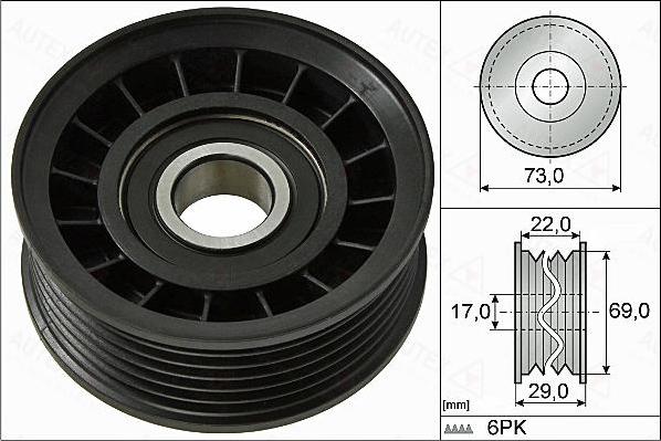 Autex 654911 - Poulie renvoi / transmission, courroie trapézoïdale à nervures cwaw.fr