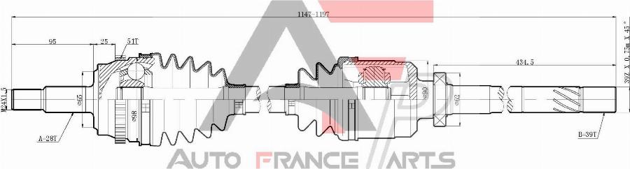 AUTO FRANCE PARTS 16-0052C - Arbre de transmission cwaw.fr