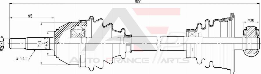 AUTO FRANCE PARTS 16-0008C - Arbre de transmission cwaw.fr