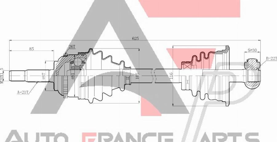 AUTO FRANCE PARTS 16-0024C - Arbre de transmission cwaw.fr