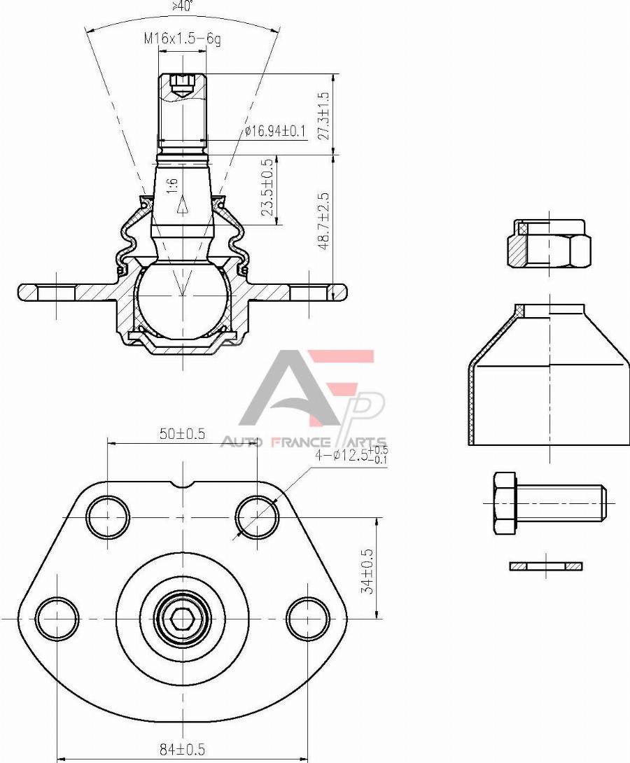 AUTO FRANCE PARTS 11-0044C - Rotule de suspension cwaw.fr