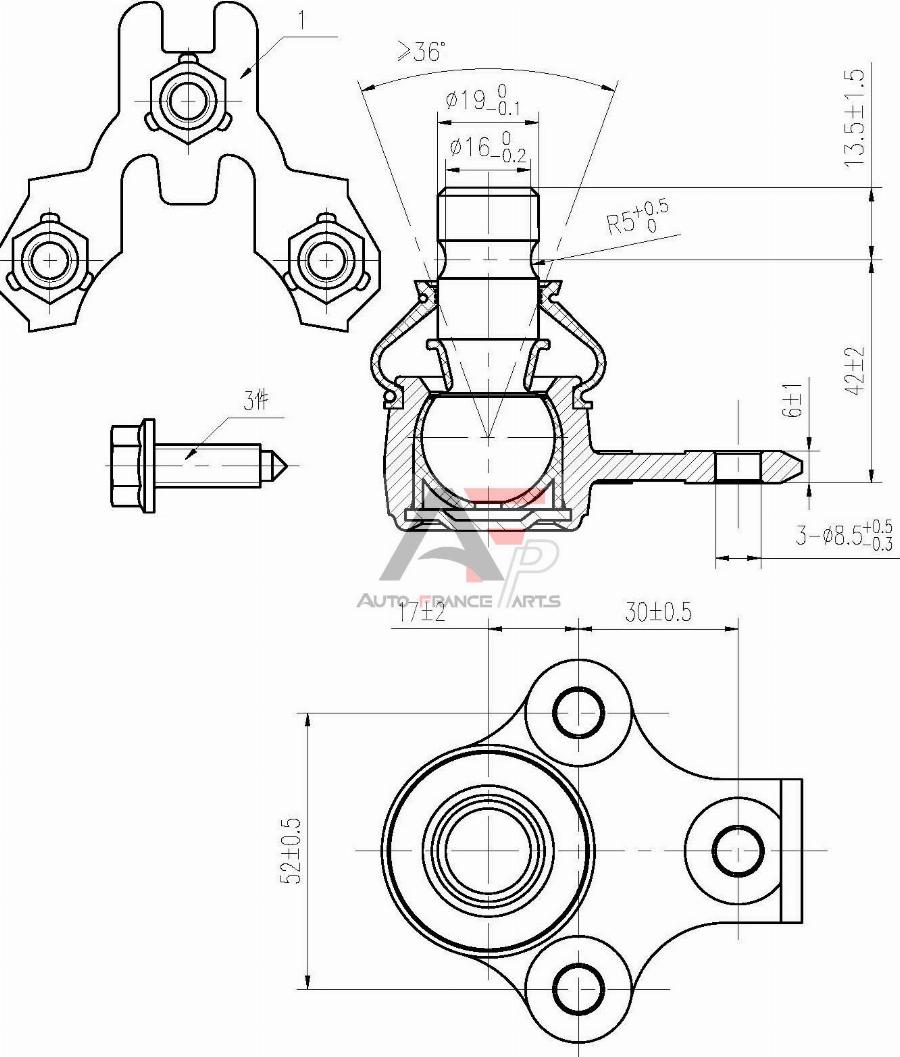 AUTO FRANCE PARTS 11-0048C - Rotule de suspension cwaw.fr