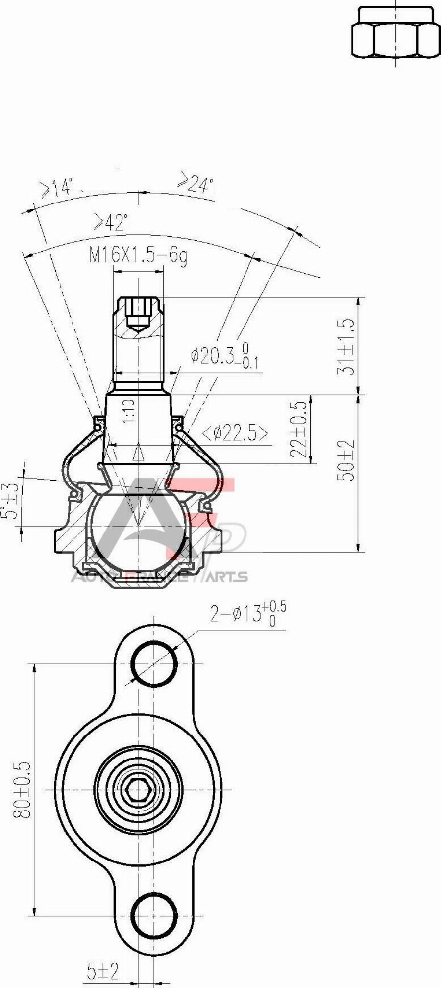 AUTO FRANCE PARTS 11-0043C - Rotule de suspension cwaw.fr