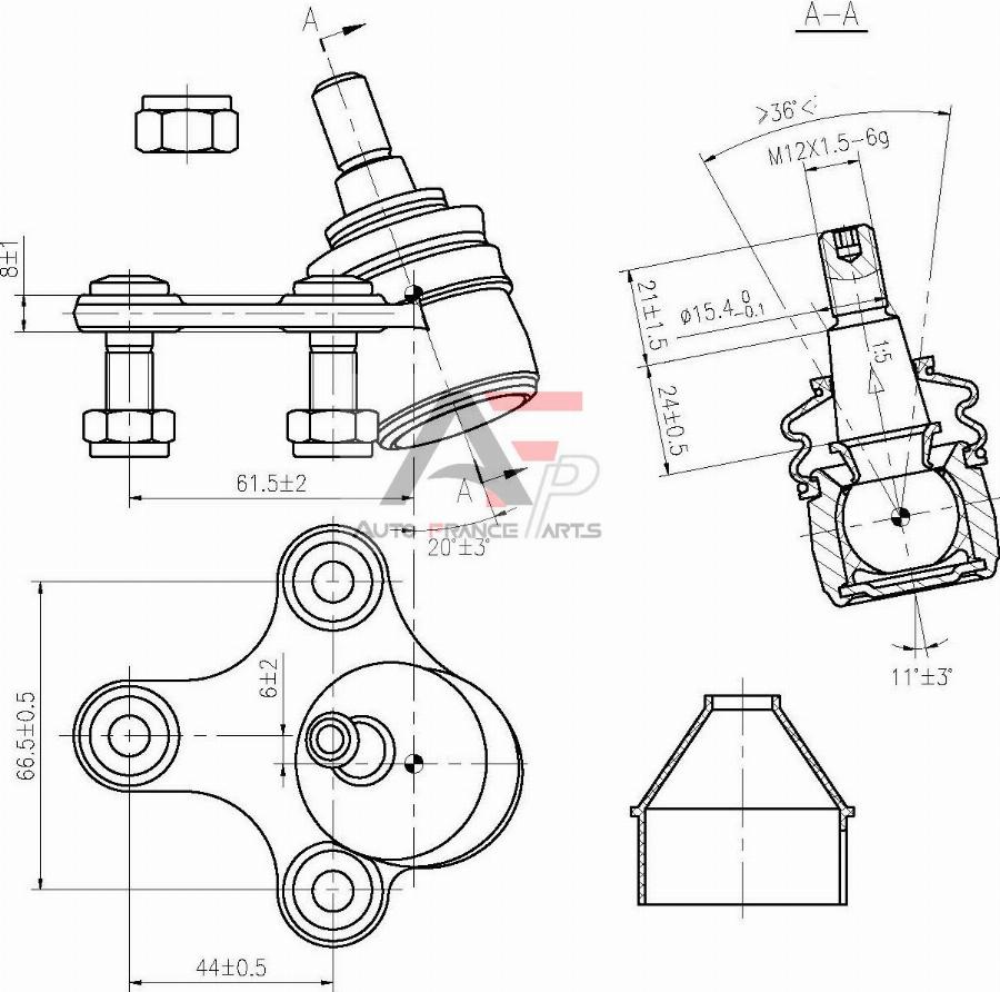 AUTO FRANCE PARTS 11-0052C - Rotule de suspension cwaw.fr