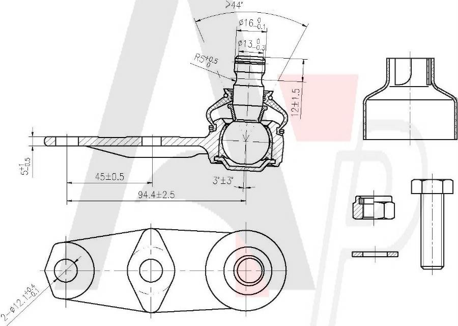 AUTO FRANCE PARTS 11-0008C - Rotule de suspension cwaw.fr