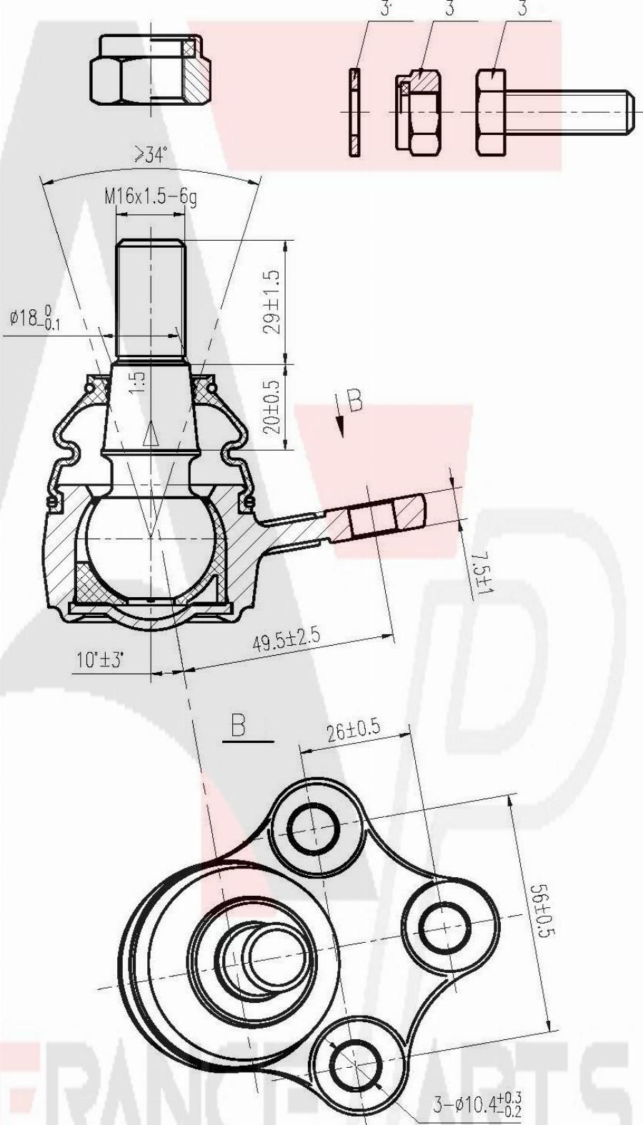 AUTO FRANCE PARTS 11-0003C - Rotule de suspension cwaw.fr