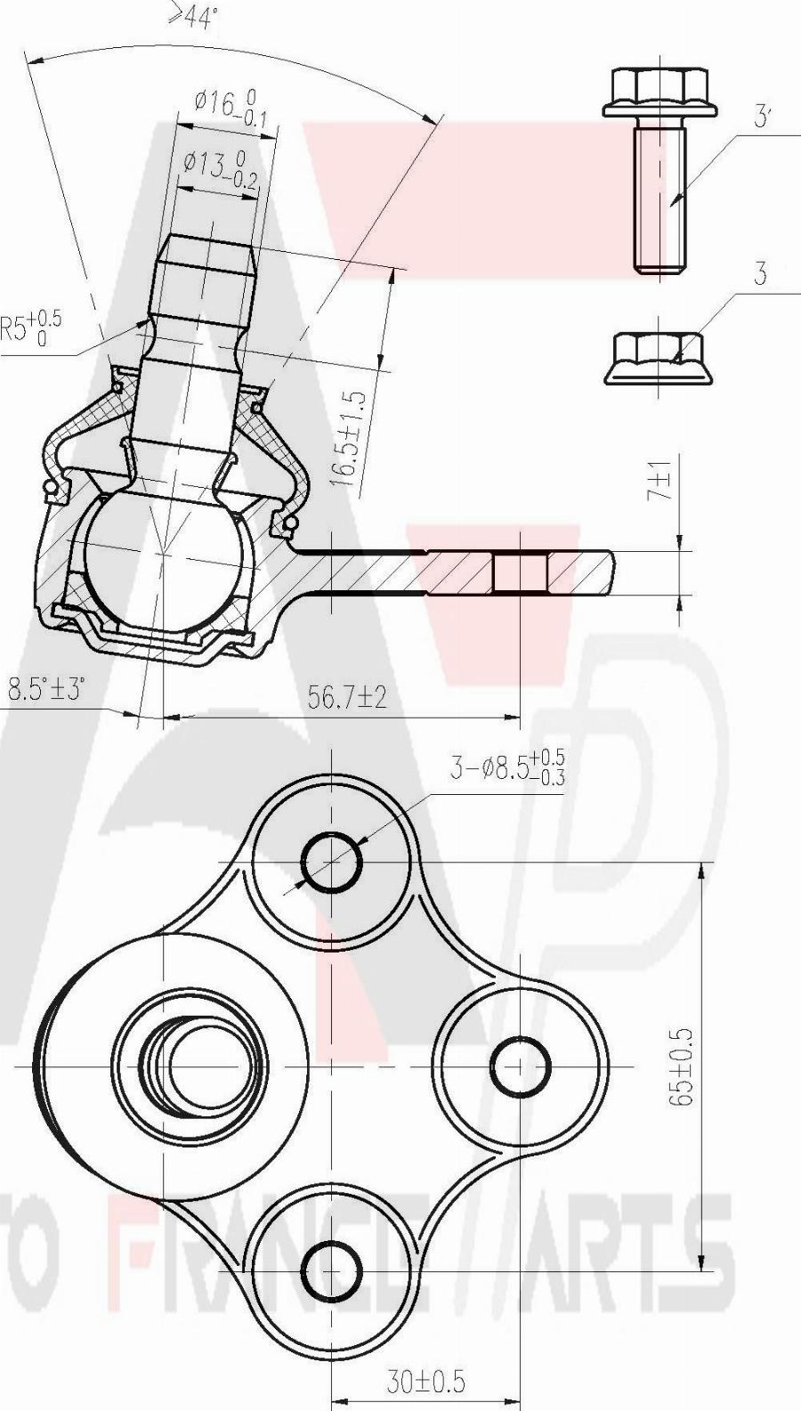 AUTO FRANCE PARTS 11-0011C - Rotule de suspension cwaw.fr